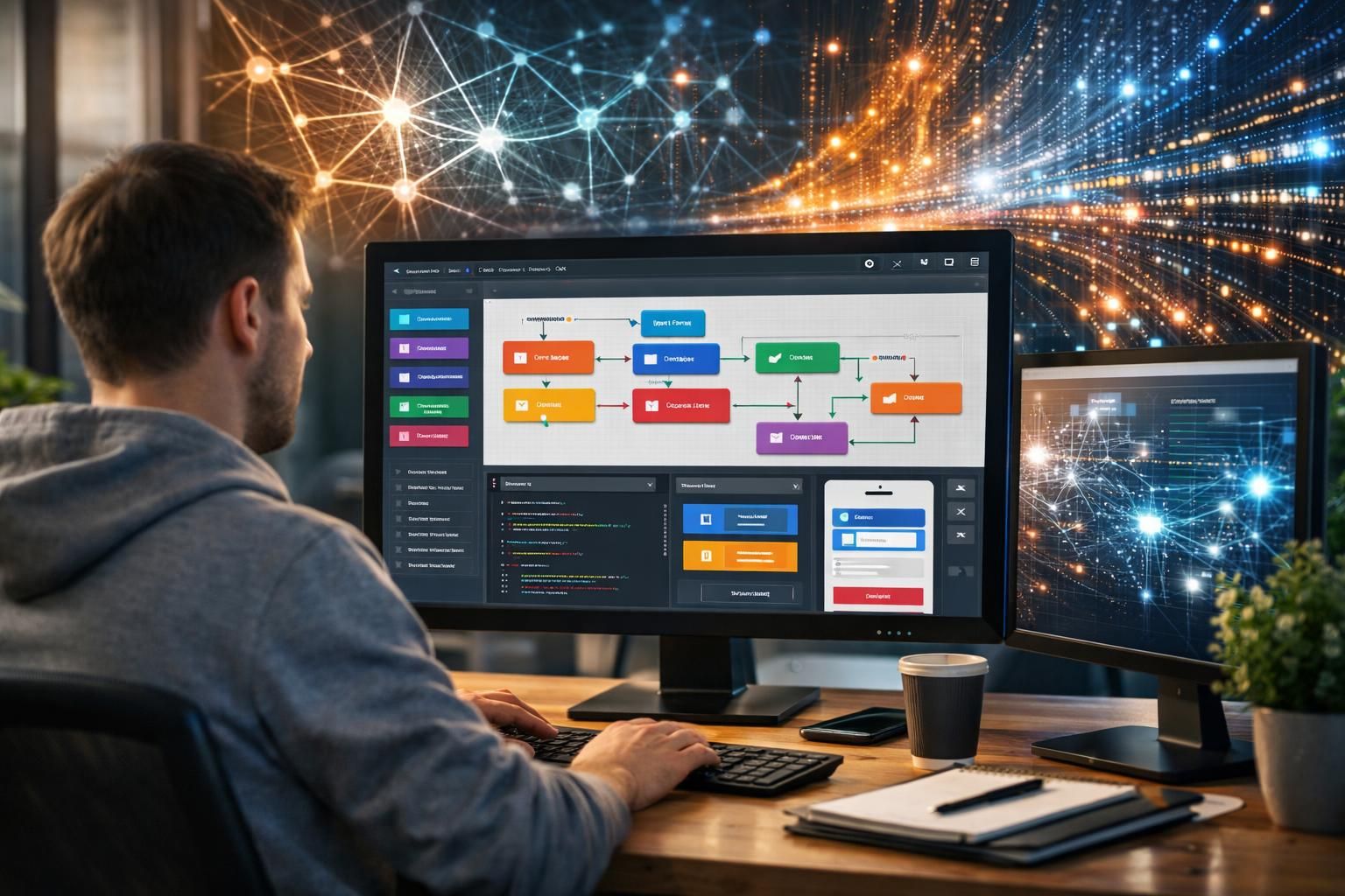erfahren sie, wie künstliche intelligenz die entwicklung von no-code- und low-code-plattformen revolutioniert und die anwendungsentwicklung vereinfacht.